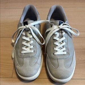 Peter Millar Drift Leather Hybrid Course Shoes. Warm Grey/Navy. Size 10